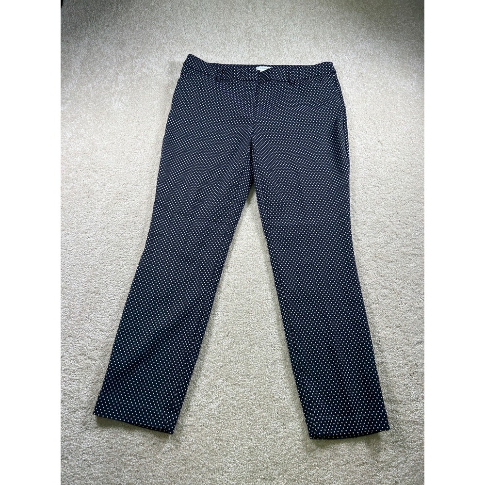 Kenar Womens Size 14 Navy Blue Polka Dots Dress Pants Corporate Career